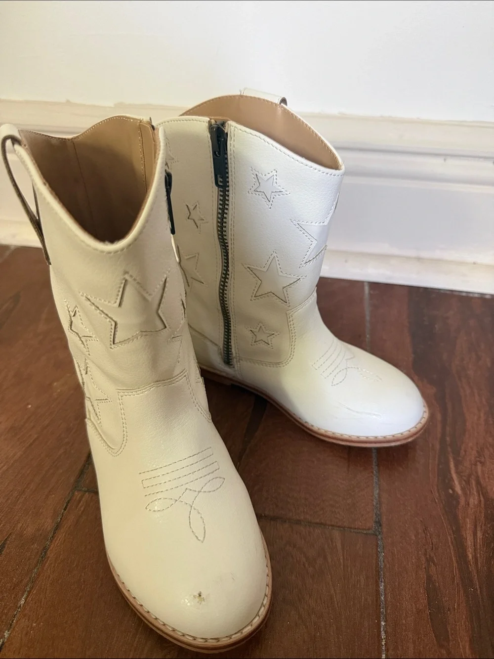 Janie and Jack White Star Embroidered Kids Cowboy Boots
